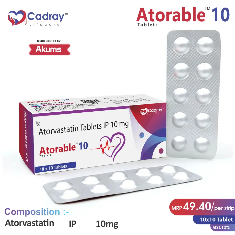 Atorvastatin 10mg Tablet | Cardiovascular Care | Best Price for PCD Pharma Franchise